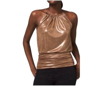 White House Black Market Womens M Metallic Copper Bronze Sleeveless Top